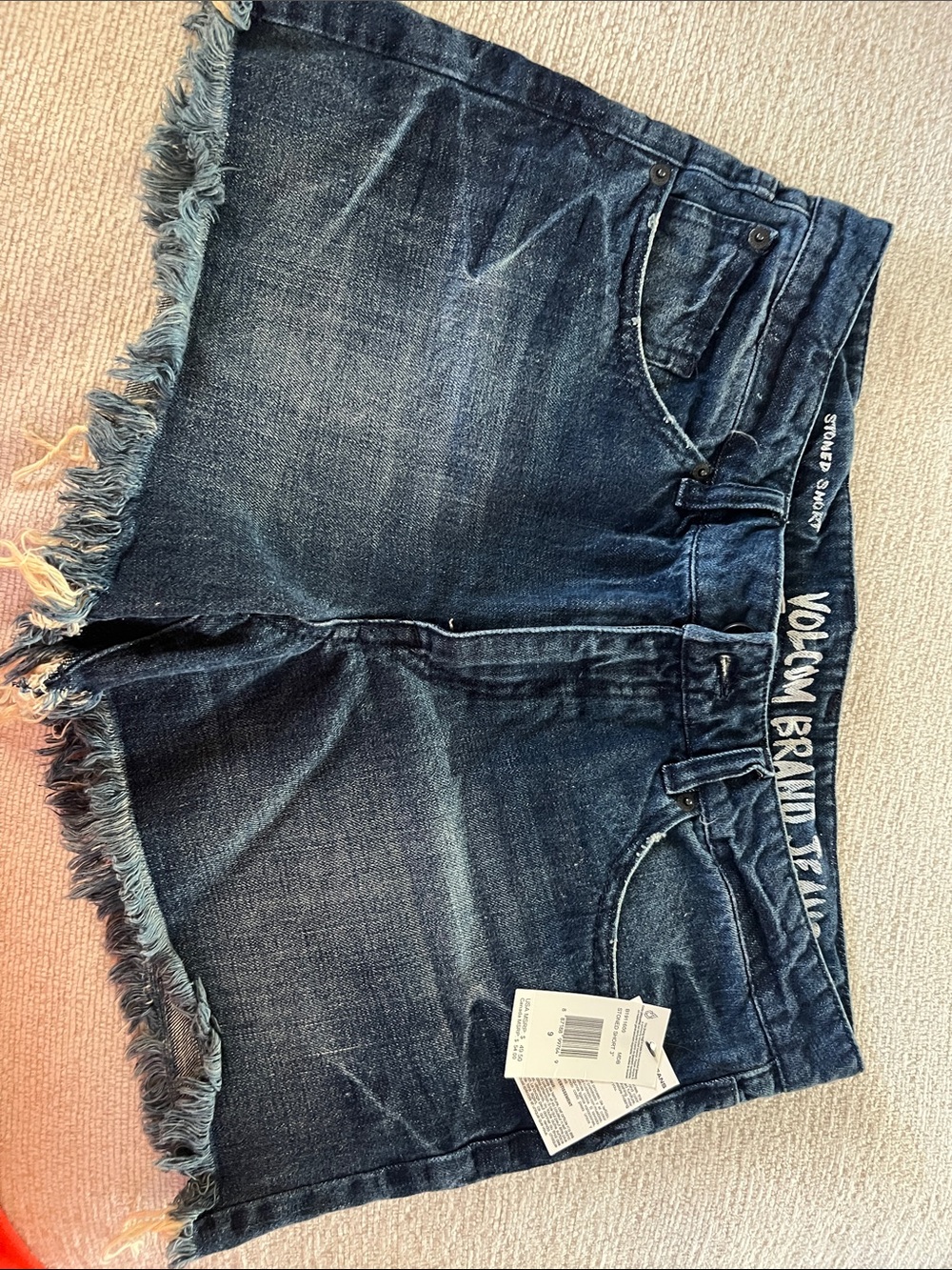 Volcom Women's Dark Blue Frayed Denim Shorts NWT